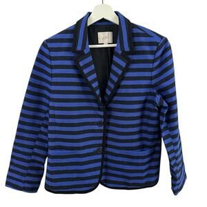 LOFT Women’s Blue Black Striped Button Down Blazer Size 16P
